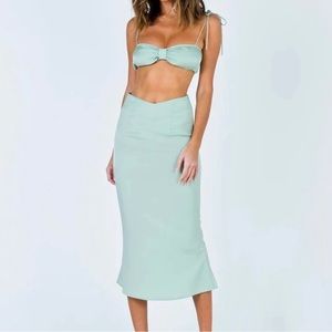 Princess Polly Mint Green Midi Skirt